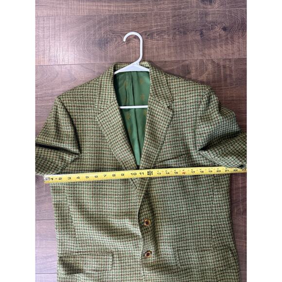 Botany 500 Blazer Bledsoe’s Mens’s Shop Green Houndstooth Wool 41 Regular Vtg - Picture 8 of 8